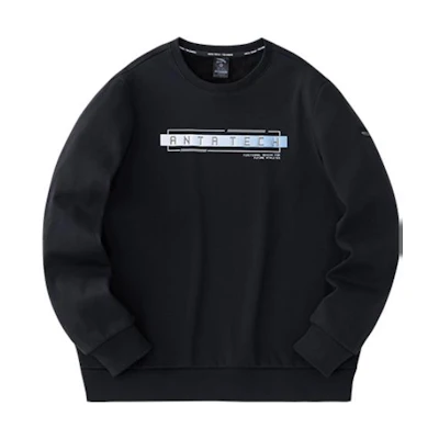 Anta Training Series Black Fleece Pullover Crewneck Sweatshirt 152347710-4