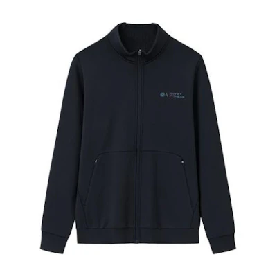 Anta Training Series Black Fleece Zip-Up Fitness Jacket with Stand Collar AT952337708-3