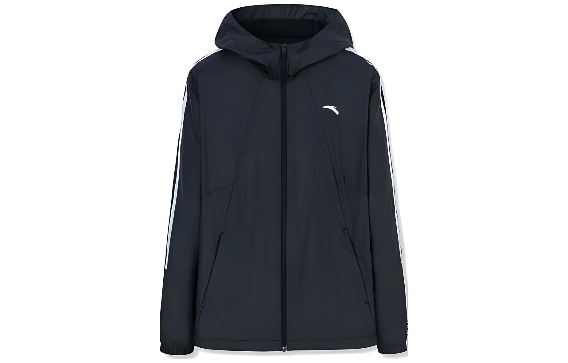 Anta Training Series Black Hoodie Jacket with Logo Print 152317607-2