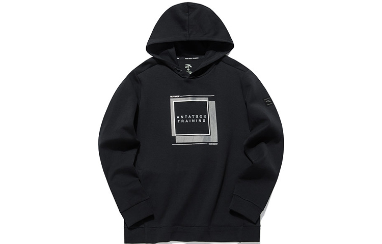 Anta Training Series Black Hoodie with Letter Print Casual Design 152137720-4