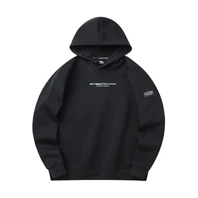 Anta Training Series Black Hoodie with Logo Print on Back 952217703-5