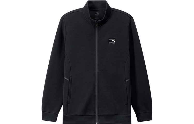 Anta Training Series Black Knit Casual Jacket for Men with Logo Detailing 152347741-2