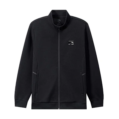 Anta Training Series Black Knit Casual Jacket for Men with Logo Detailing 152347741-2