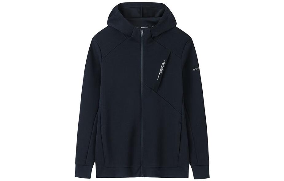 Anta Training Series Black Knit Hooded Jacket - Solid Color, Thickened 152337709N-2