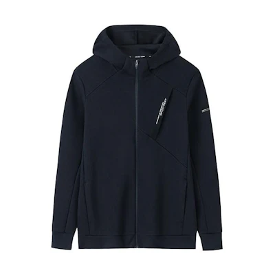 Anta Training Series Black Knit Hooded Jacket - Solid Color, Thickened 152337709N-2