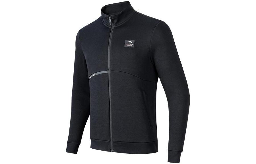 Anta Training Series Black Knitted Zip-Up Jacket with Logo Print 152317709-2