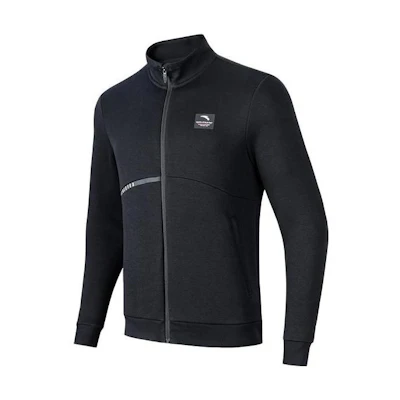 Anta Training Series Black Knitted Zip-Up Jacket with Logo Print 152317709-2