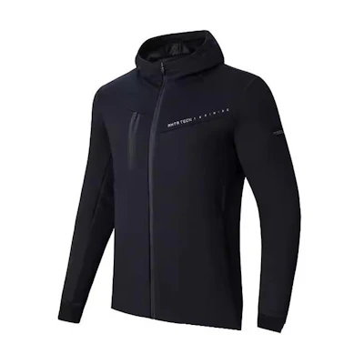 Anta Training Series Black Letter Print Hooded Warm Fleece Jacket 152347706S-4