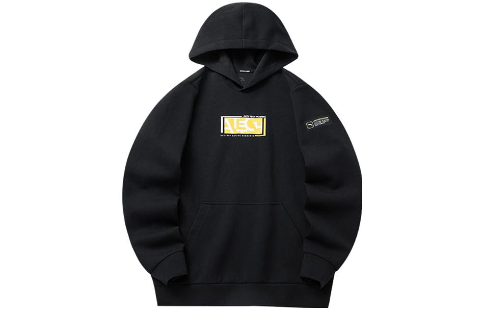 Anta Training Series Black Letter Print Pullover Hoodie 152217738-3