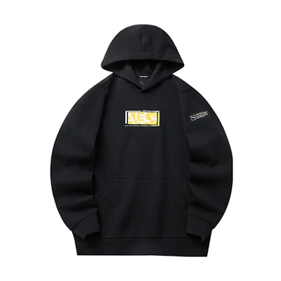 Anta Training Series Black Letter Print Pullover Hoodie 152217738-3
