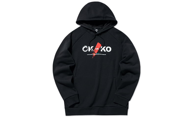 Anta Training Series Black Letter Print Pullover Hoodie 952137724-3
