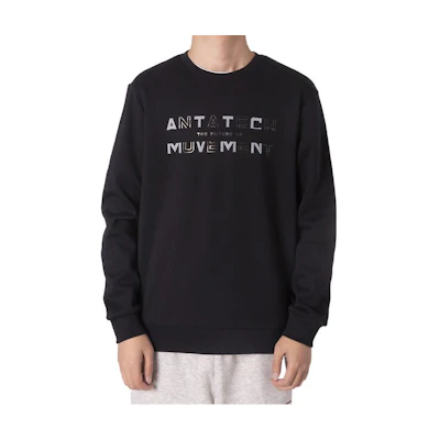 Anta Training Series Black Pullover Sweatshirt with Logo Print 152247702-4