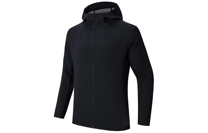 Anta Training Series Black Water-Resistant Hooded Outdoor Jacket 952417602-3