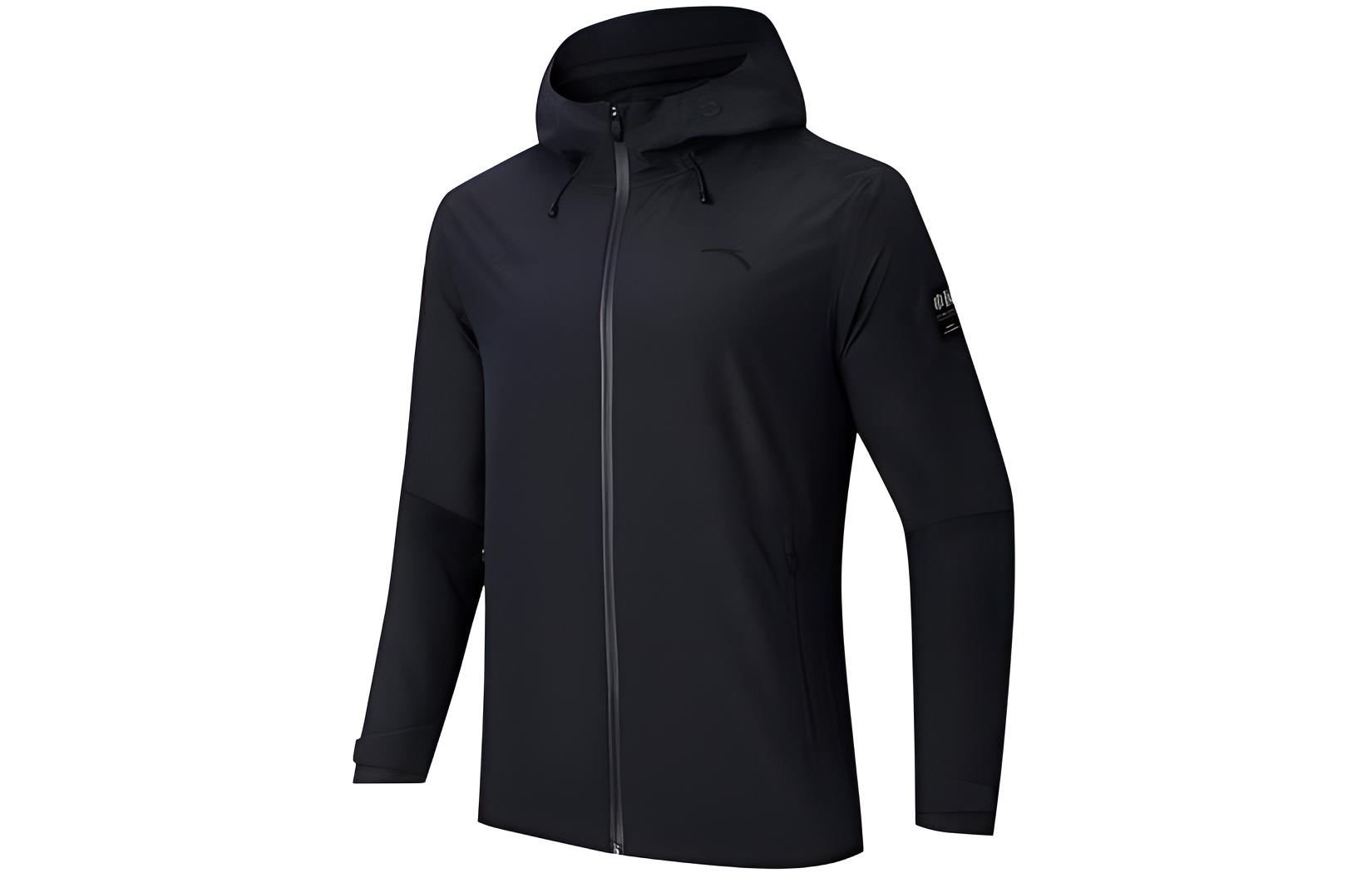 Anta Training Series Black Waterproof Windbreaker Hooded Jacket 152417635-6