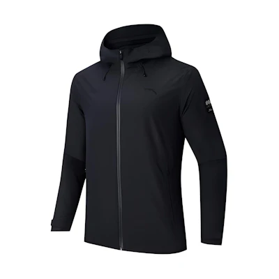 Anta Training Series Black Waterproof Windbreaker Hooded Jacket 152417635-6