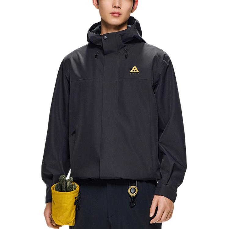 Anta Training Series Black Zip-Up Hooded Breathable Thick Jacket 952437617-7-yc