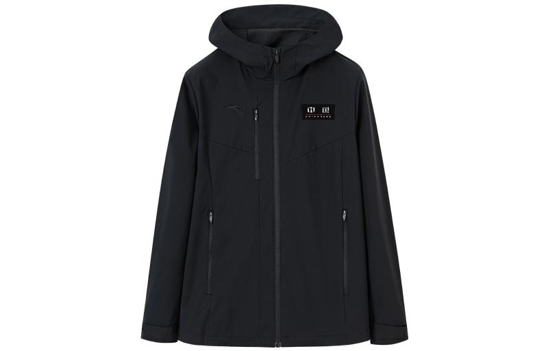 Anta Training Series Black Zip-Up Hoodie Jacket with Embroidered Logo 152247607-2