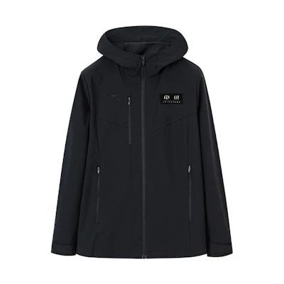 Anta Training Series Black Zip-Up Hoodie Jacket with Embroidered Logo 152247607-2