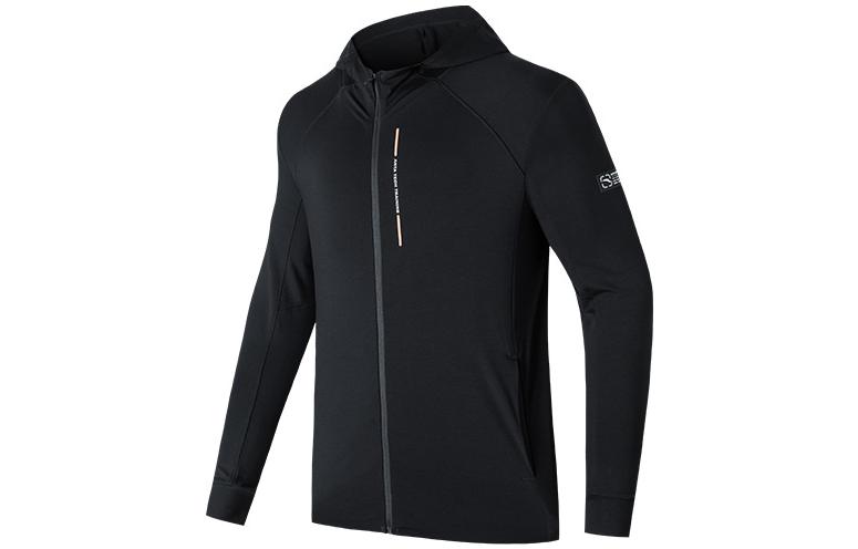 Anta Training Series Black Zip-Up Hoodie with Logo Print 152227702-3