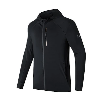 Anta Training Series Black Zip-Up Hoodie with Logo Print 152227702-3