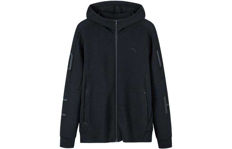 Anta Training Series Black Zip-Up Hoodie with Stripe Print 152237720-4