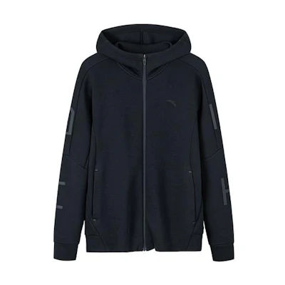 Anta Training Series Black Zip-Up Hoodie with Stripe Print 152237720-4