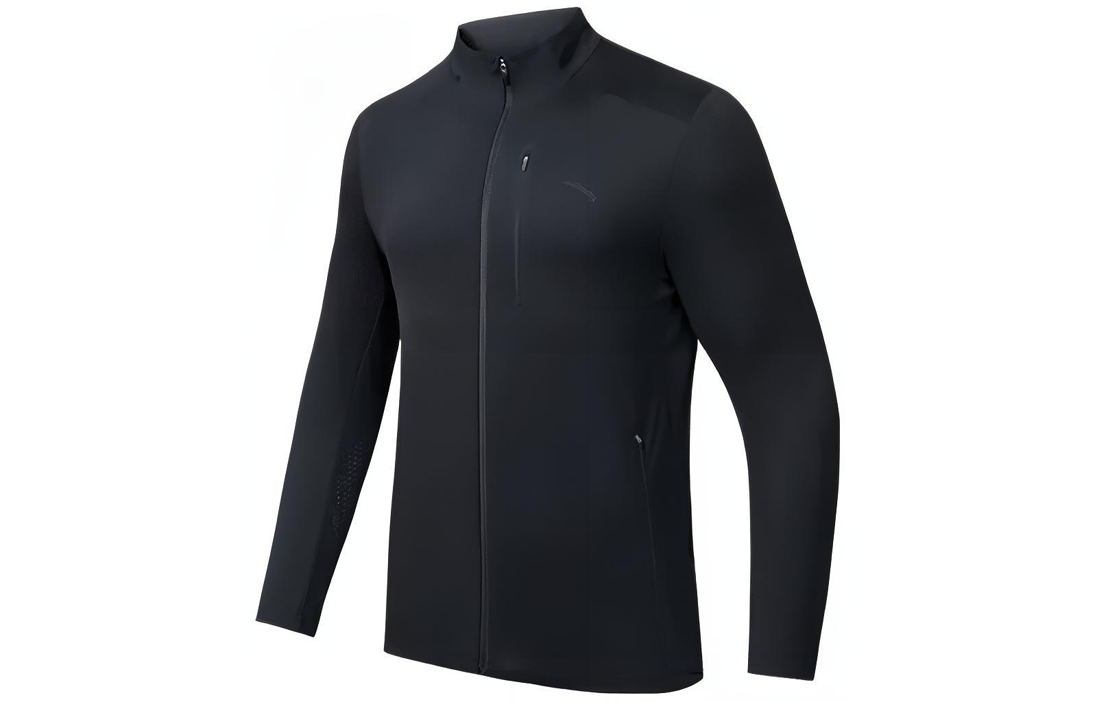 Anta Training Series Black Zip-Up Stand Collar Sports Jacket 152427702-3
