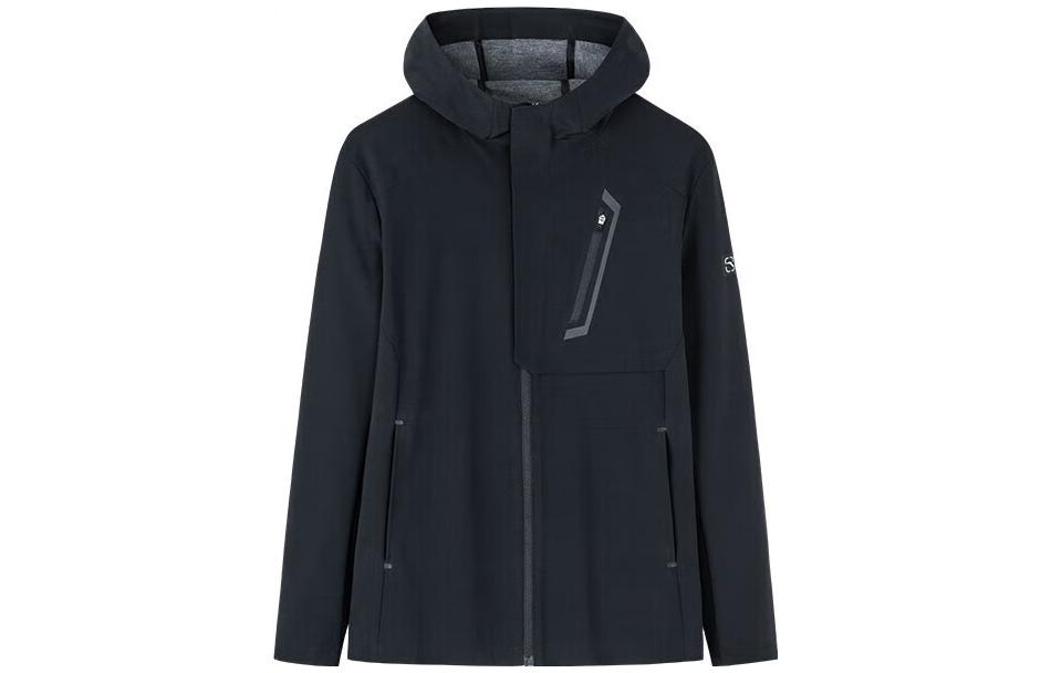 Anta Training Series Black Zip Hoodie Jacket with Solid Logo Print 152237608-2