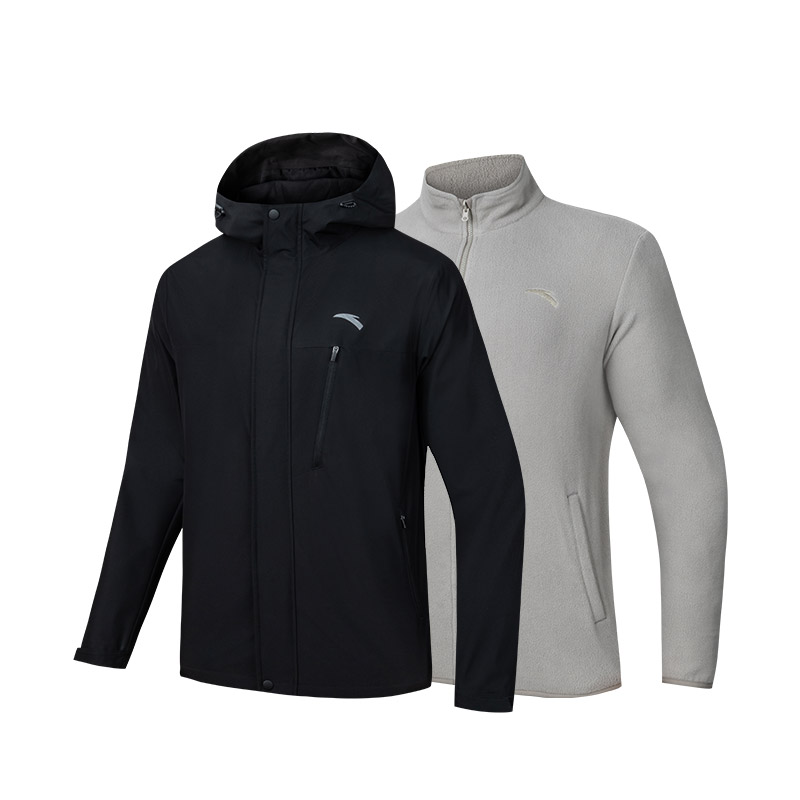Anta Training Series Black Zip Hoodie Jacket with Logo - Casual Comfort 952447601-4