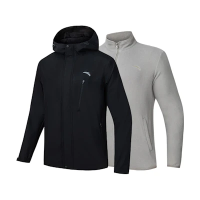 Anta Training Series Black Zip Hoodie Jacket with Logo - Casual Comfort 952447601-4