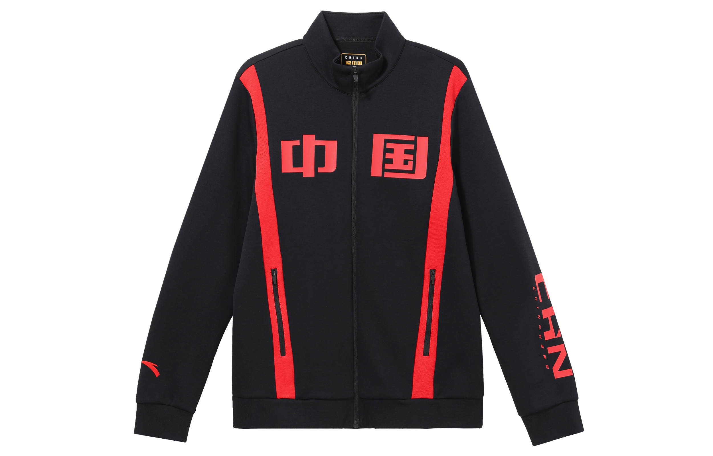 Anta Training Series Black Zipper Hoodie with Letter Print Design 152237707-4