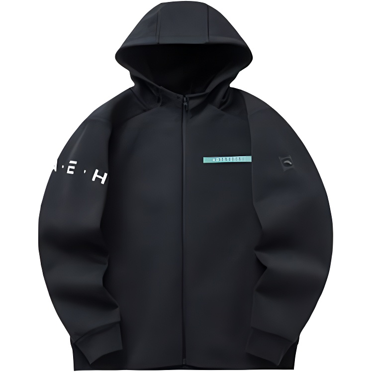 Anta Training Series Black Zipper Sweatshirt with Logo Print 152147714-4