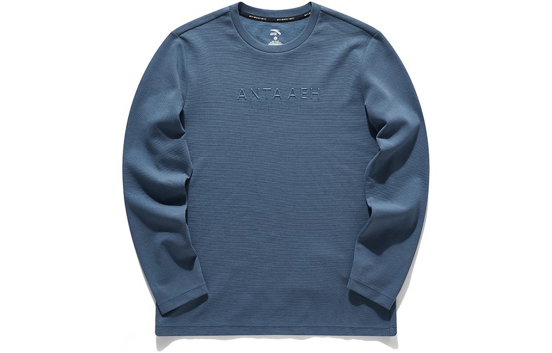 Anta Training Series Blue Crewneck Sweatshirt with Logo Print 152037401-3