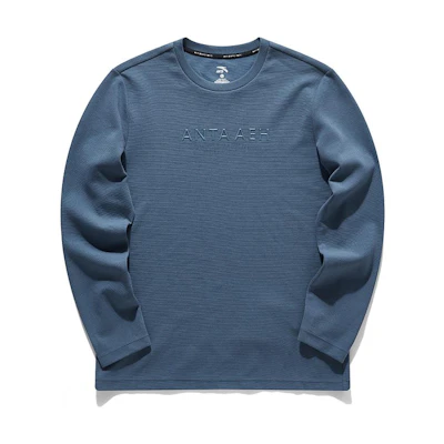 Anta Training Series Blue Crewneck Sweatshirt with Logo Print 152037401-3