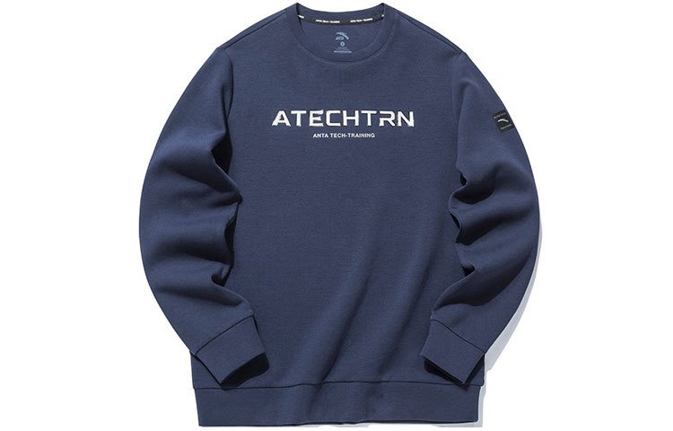 Anta Training Series Blue Knit Pullover Crewneck Sweatshirt 152137704-4