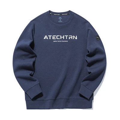 Anta Training Series Blue Knit Pullover Crewneck Sweatshirt 152137704-4