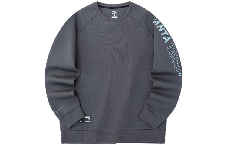 Anta Training Series Castle Gray Pullover Sweatshirt with Logo Print 952237739-3