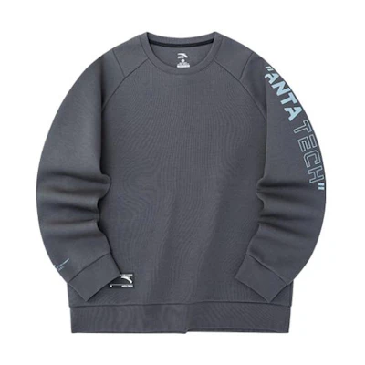 Anta Training Series Castle Gray Pullover Sweatshirt with Logo Print 952237739-3