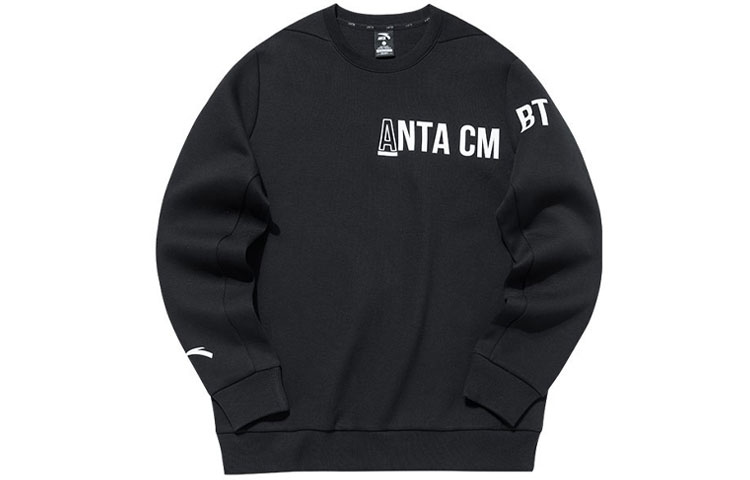 Anta Training Series Casual Sports Crewneck Knit Sweatshirt Black 952147703-3