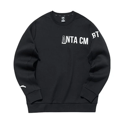 Anta Training Series Casual Sports Crewneck Knit Sweatshirt Black 952147703-3
