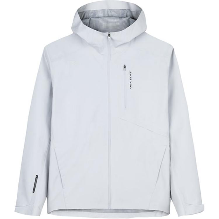 Anta Training Series Chip Gray Hooded Zip Jacket Breathable Windbreaker 952437604-4