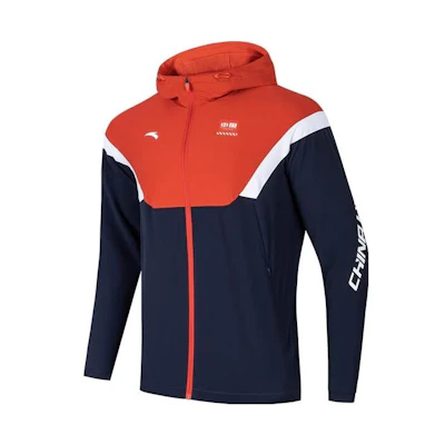 Anta Training Series Colorblock Hooded Jacket - Midnight Blue/Classic Red 152237606-2