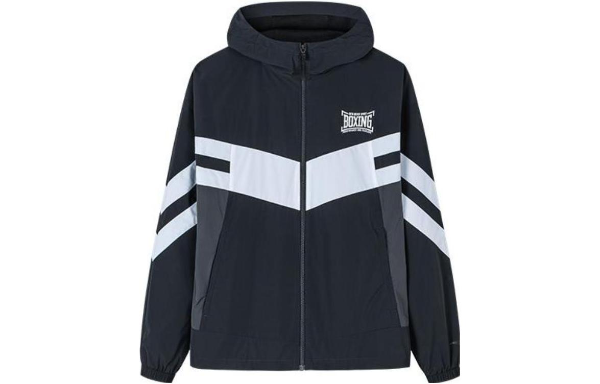 Anta Training Series Colorblock Hooded Windbreaker Jacket with Logo Print 152237602-3