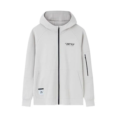 Anta Training Series Colorblock Letter Zip Hoodie Jacket - White Jade Gray 152337714-1
