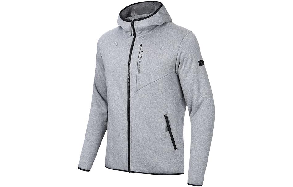 Anta Training Series Colorblock Zip Hoodie Jacket Grey Heather 952347701-1