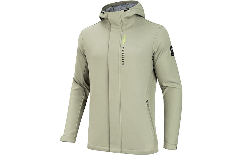 Anta Training Series Fleece-Lined Hoodie Jacket Olive - 152417613-1