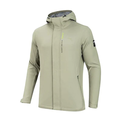 Anta Training Series Fleece-Lined Hoodie Jacket Olive - 152417613-1