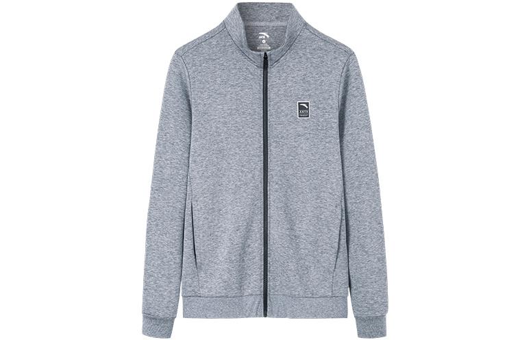 Anta Training Series Fleece Hoodie Grey with Logo Patch Zip Design 952237735-1