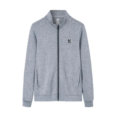 Anta Training Series Fleece Hoodie Grey with Logo Patch Zip Design 952237735-1