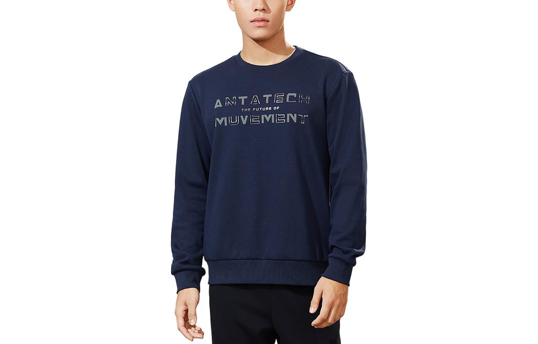 Anta Training Series Fleece Logo Crewneck Sweatshirt - Blue 152247702-3